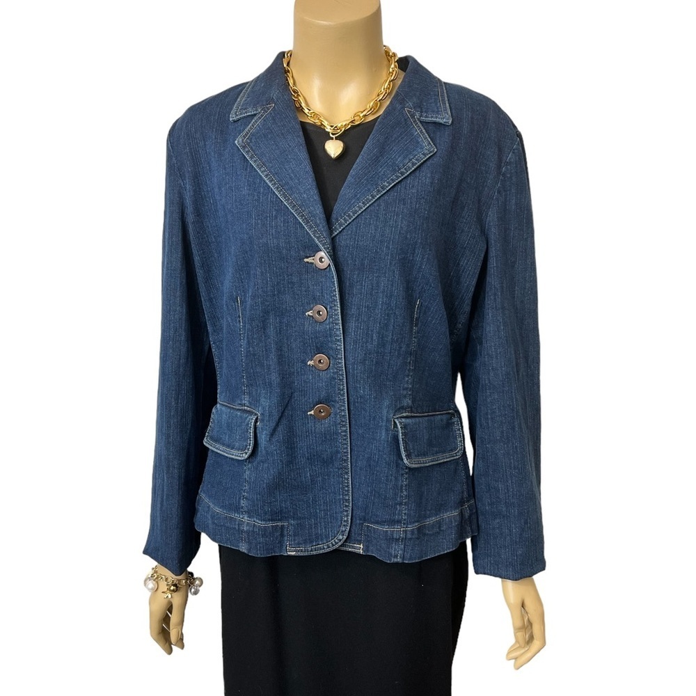 Denim Jean Jacket Size L Brand Unknown Looks Like Style INC.. Brass Butt☑️VEN50